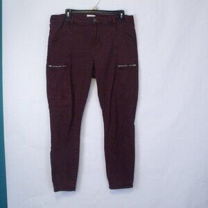 Pistola Hannah Maroon Cargo Skinny Ankle Jeans
